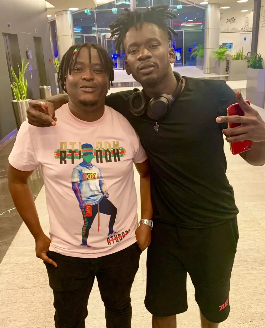 Deejay Mneddy with Mr Eazi